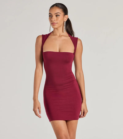 Chic Muse Square Neck Bodycon Mini Dress