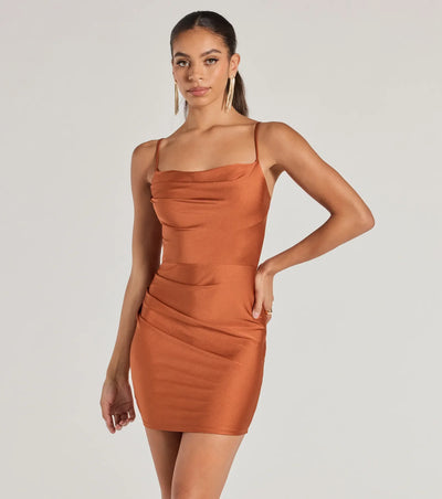 Flawless Allure Cowl Neck Bodycon Mini Dress