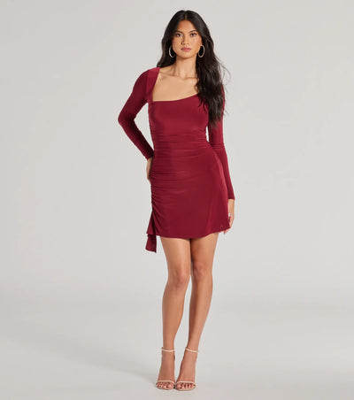 Flirty Vibe Long Sleeve Asymmetric Mini Dress