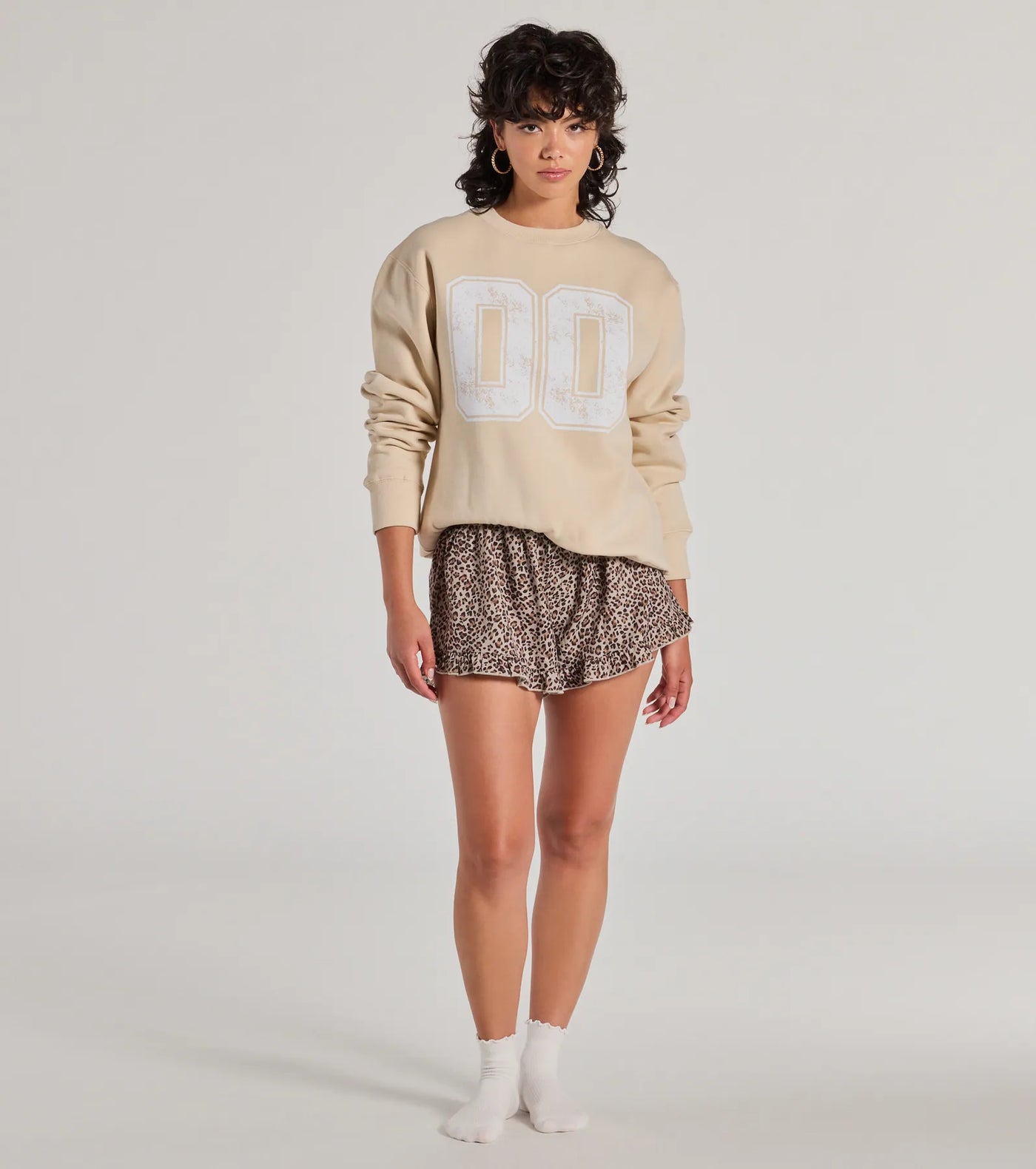 Sporty Era Oversized Fleece Screen Sweatshirt