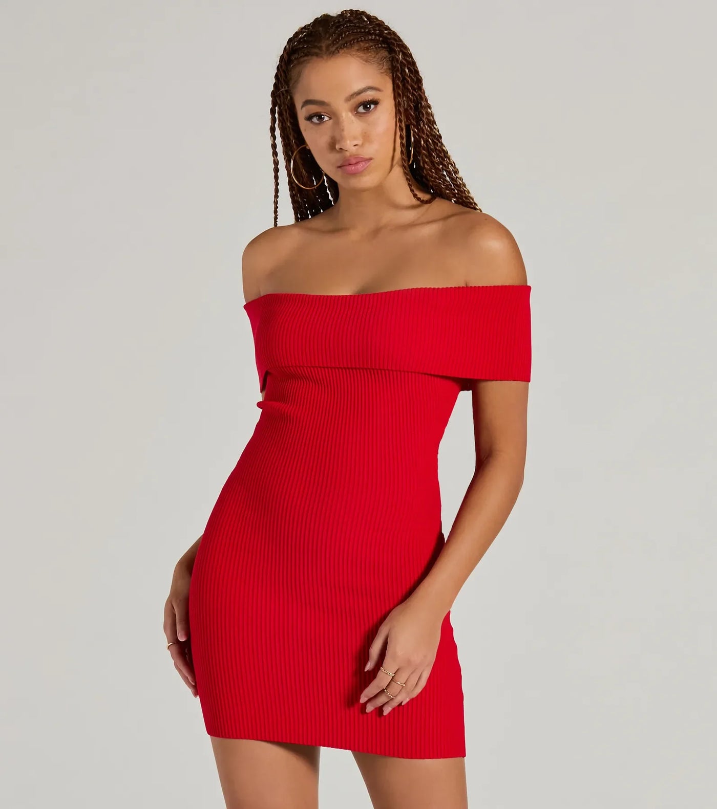 Cute Feels Off-The-Shoulder Sweater Mini Dress