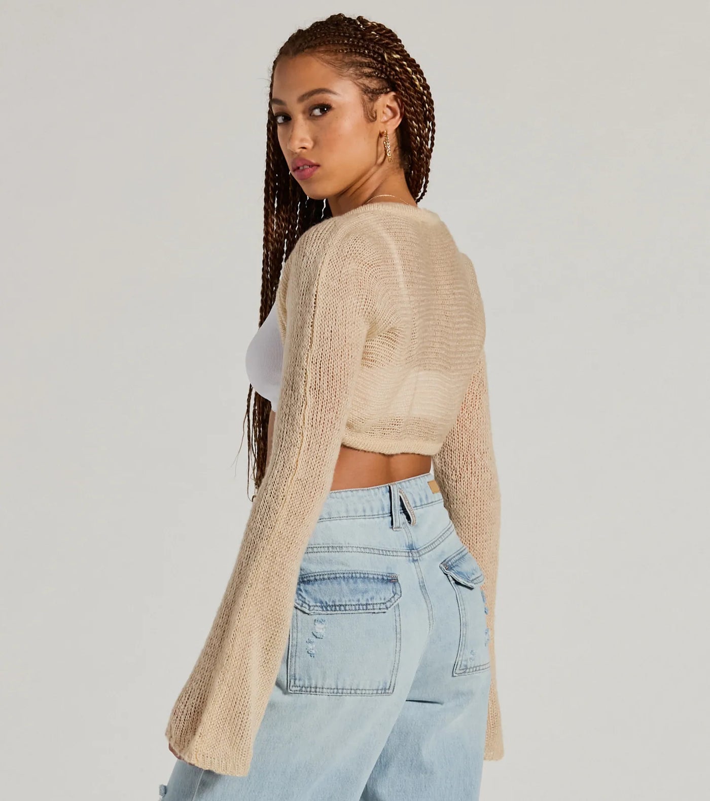 Snuggly Style Long Sleeve Fuzzy Knit Bolero