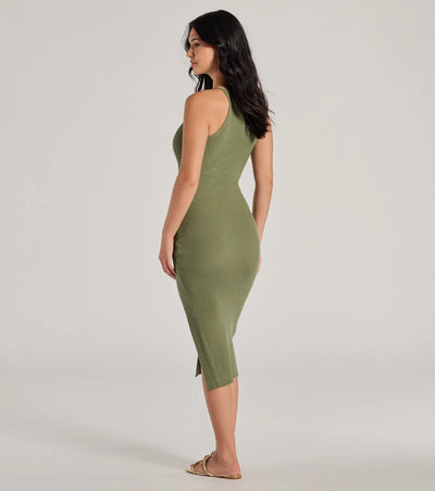 Essential Staple Ribbed Knit Midi Dress