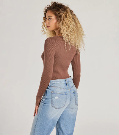 Toasty Babe Long Sleeve Rib Knit Crop Top