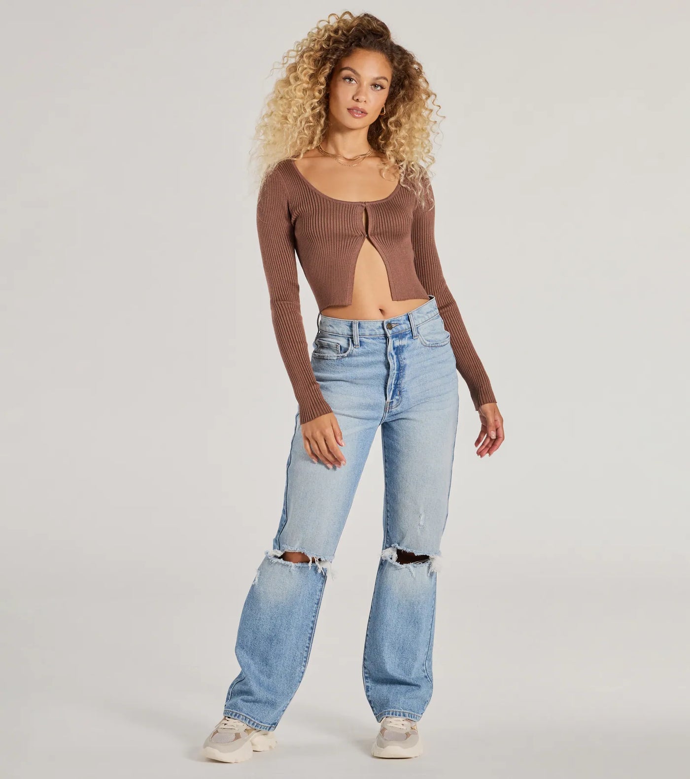 Toasty Babe Long Sleeve Rib Knit Crop Top