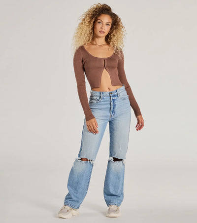 Toasty Babe Long Sleeve Rib Knit Crop Top