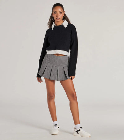 Preppy Aesthetic Collared Crew Neck Sweater