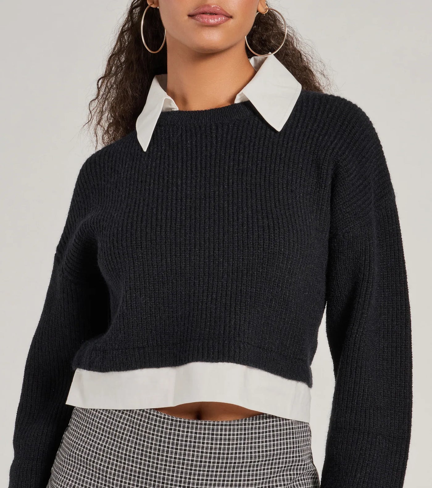 Preppy Aesthetic Collared Crew Neck Sweater