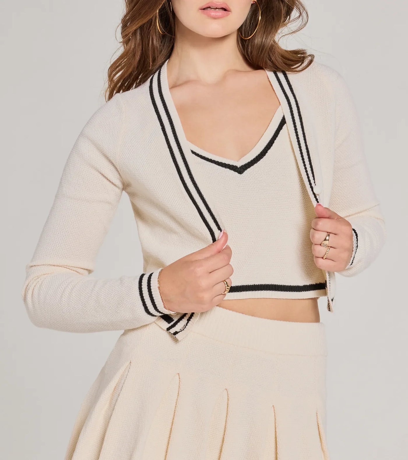 Preppy Please Striped Button Crop Sweater