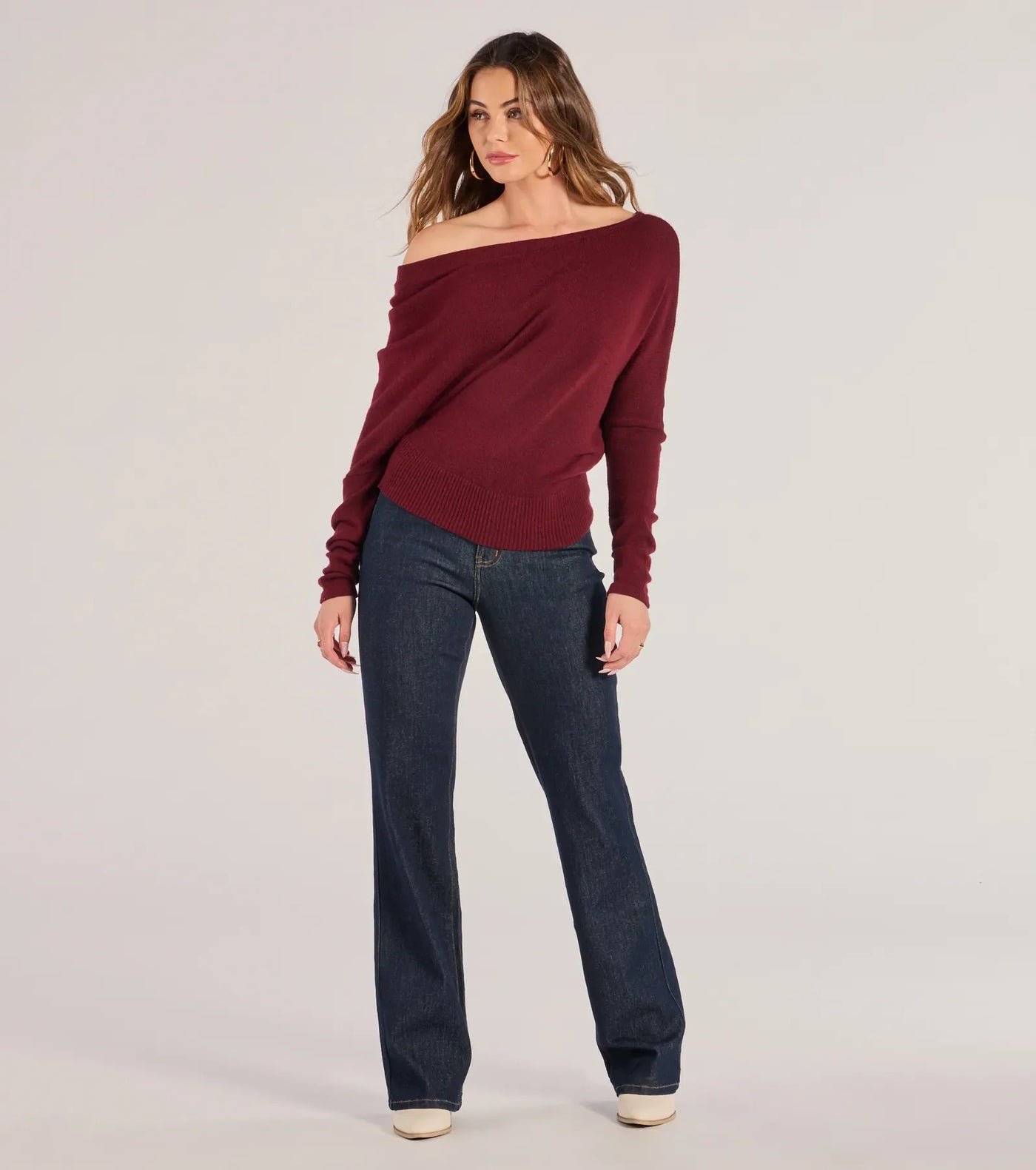 Cute And Cozy Off-Shoulder Knit Sweater