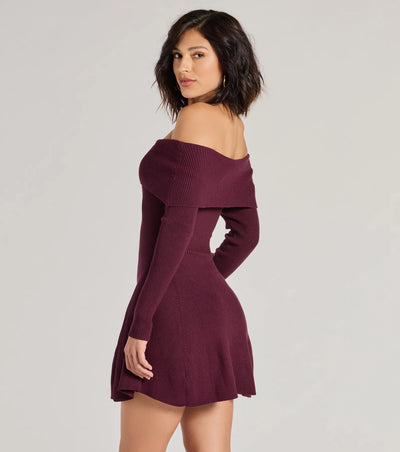 Chic Staple Ribbed Knit Skater Dress