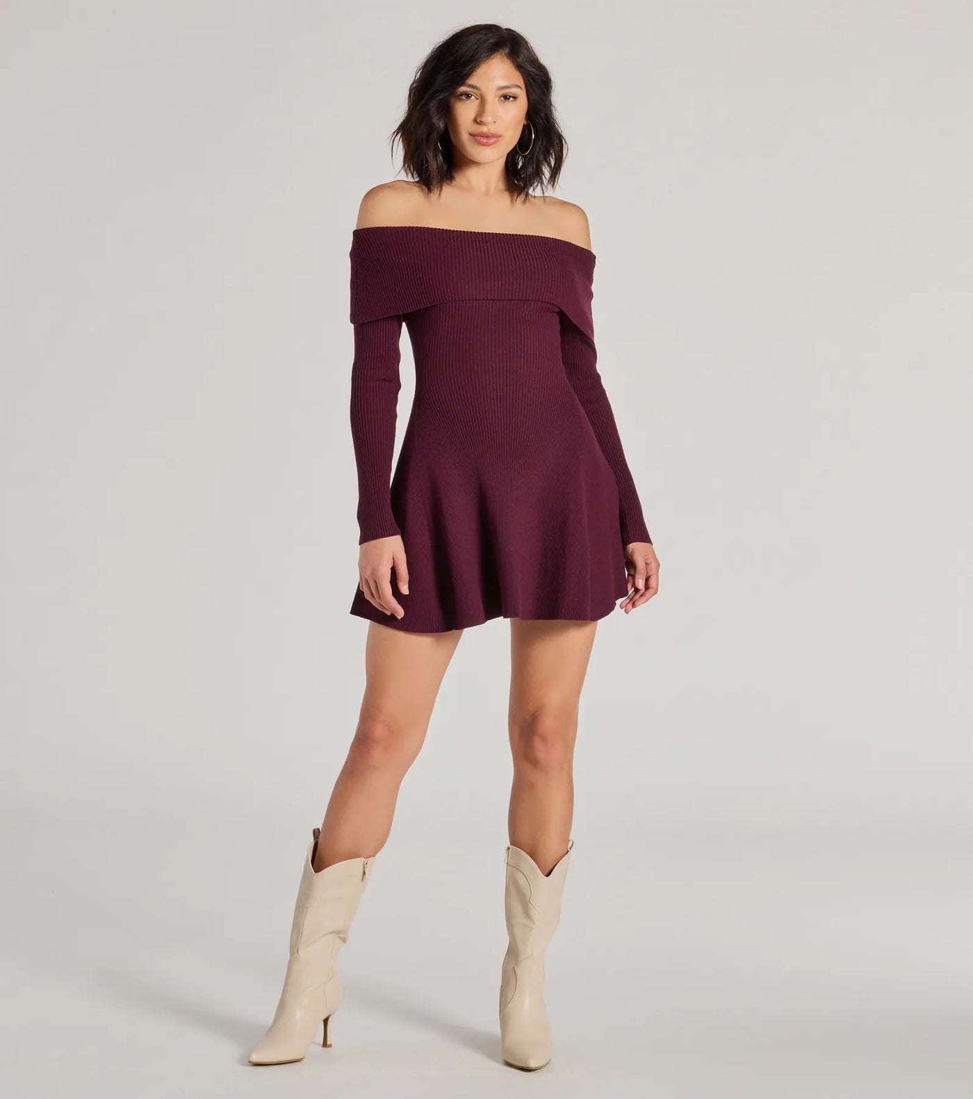 Chic Staple Ribbed Knit Skater Dress