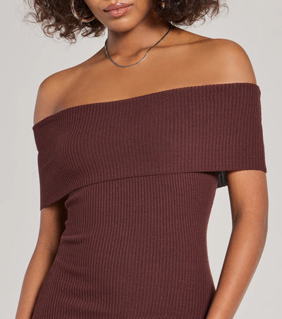 Raise The Bar Ribbed Knit High Slit Midi Dress