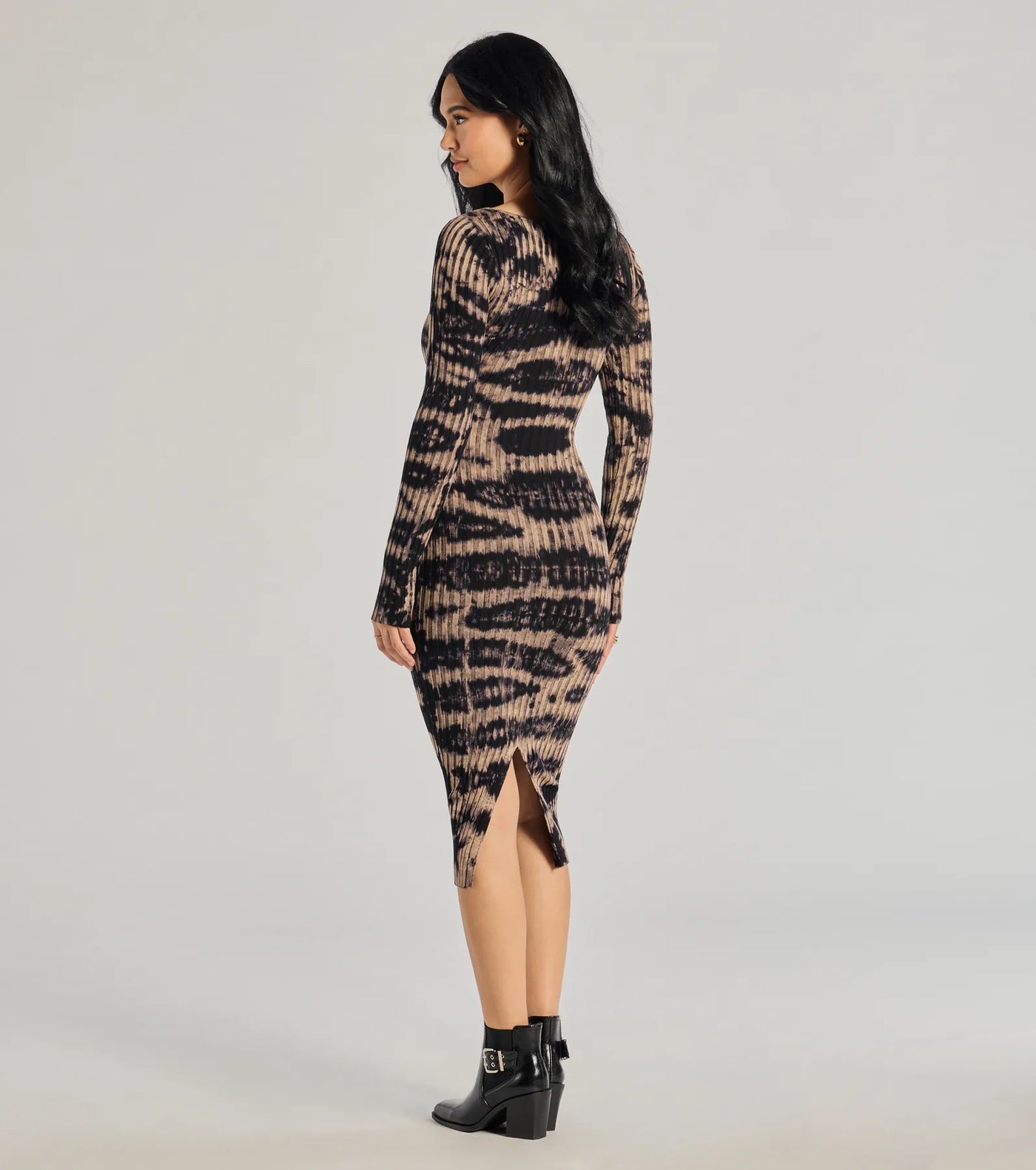 Cosmic Chic Tie-Dye Knit Midi Dress