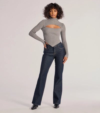 Chic Muse Ribbed Knit Cutout Crop Top