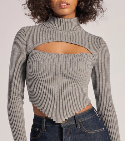 Chic Muse Ribbed Knit Cutout Crop Top