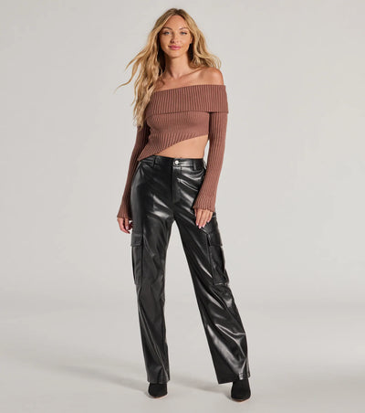 Always Got The Glam Off-The-Shoulder Asymmetrical Crop Top