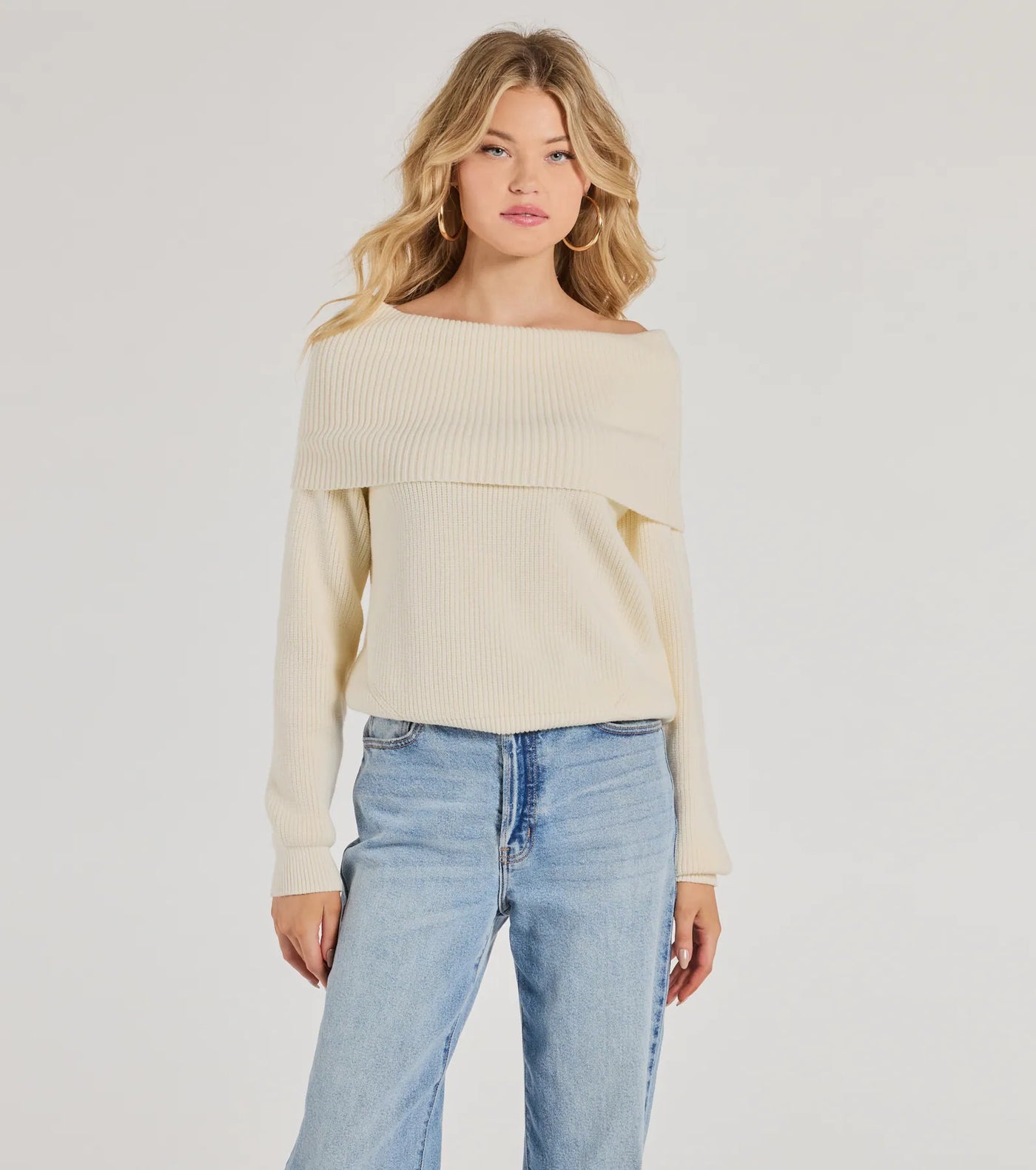 Cozy Factor Ribbed Knit Off-The-Shoulder Sweater