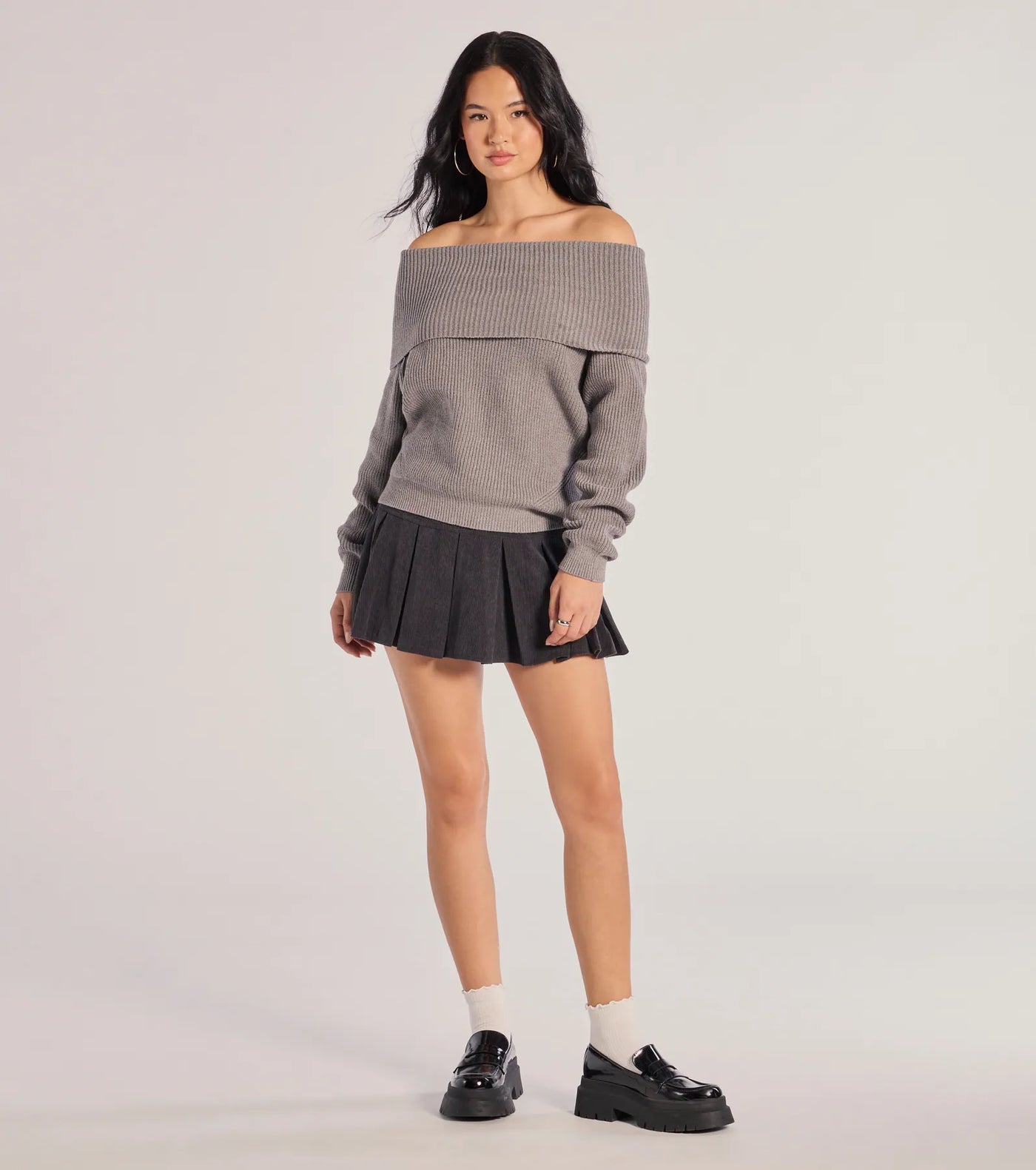 Cozy Factor Ribbed Knit Off-The-Shoulder Sweater