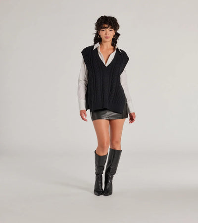 Chic Girl Vibe Cable Knit Vest