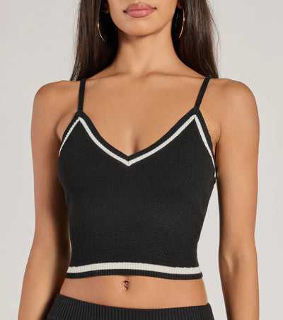 Preppy Please Striped V-Neck Crop Top