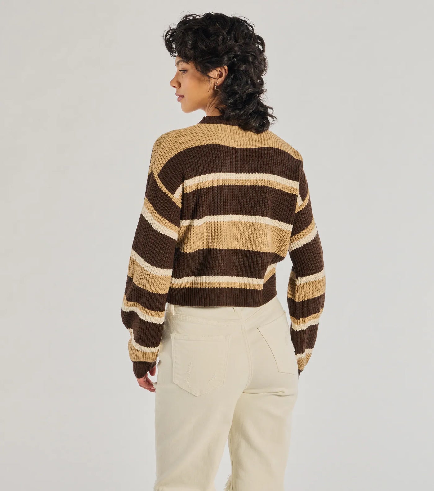 Preppy Style Striped Knit Crew Neck Sweater