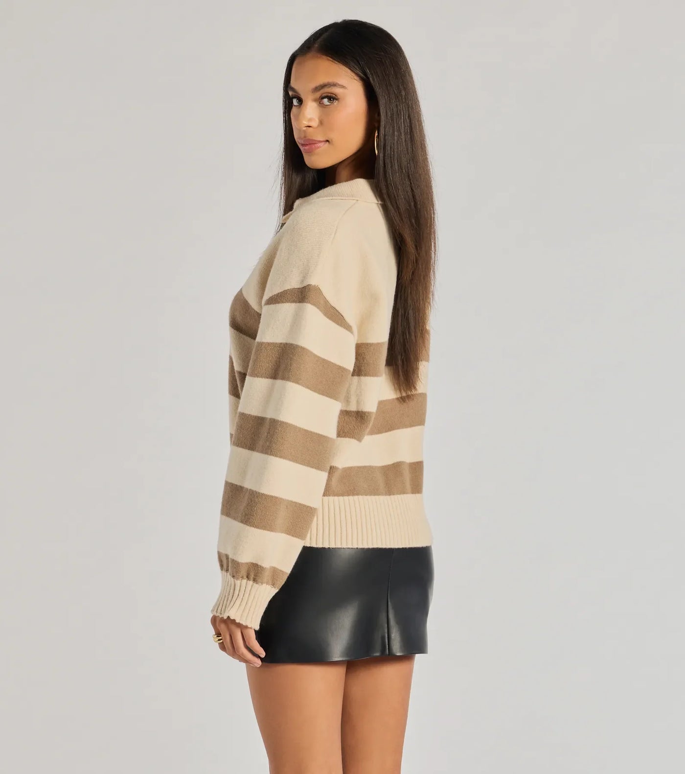 Stripe Sensation Collared Pullover Sweater