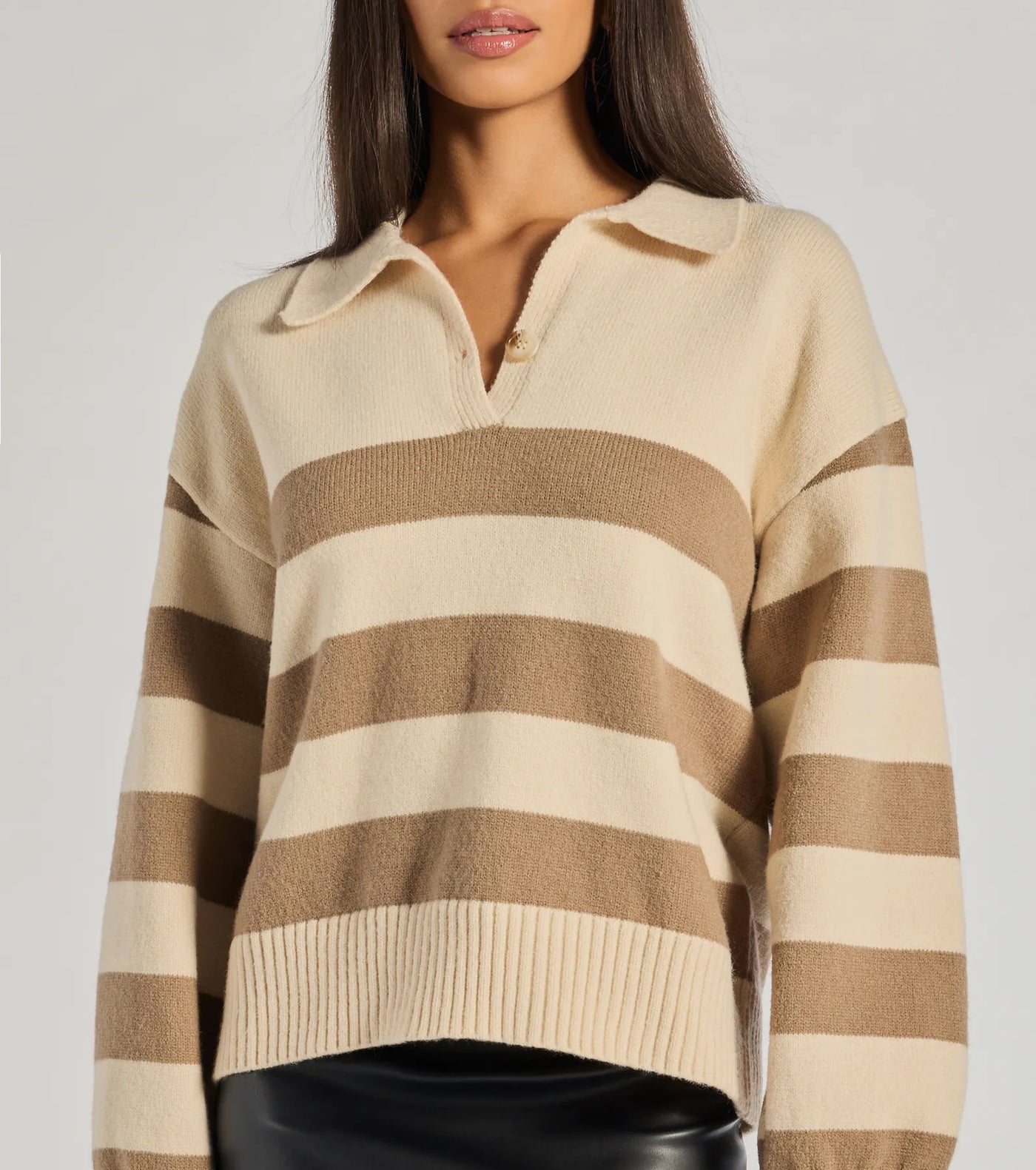 Stripe Sensation Collared Pullover Sweater