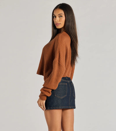 Chic Crew Ribbed Knit Sweater