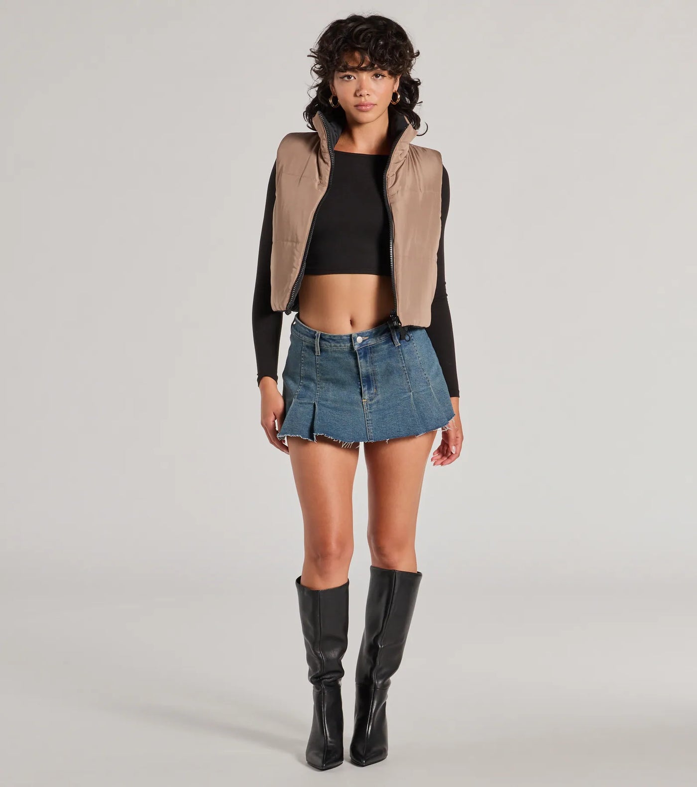 Casual Sleek Reversible Cropped Puffer Vest