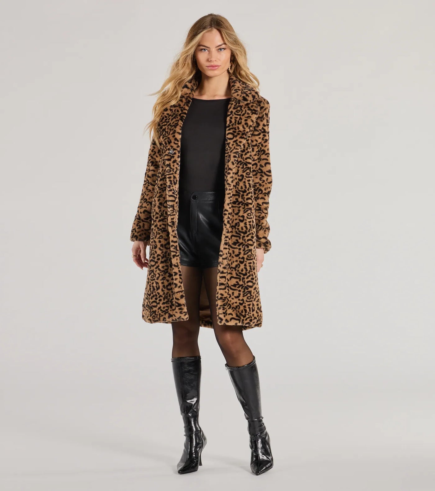 Fabulous Flair Leopard Faux Fur Trench Coat