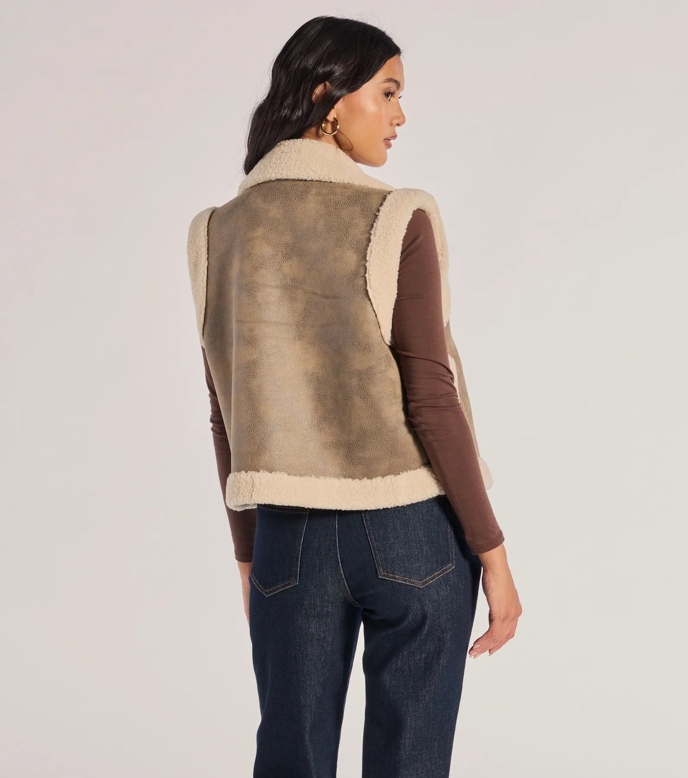 Luxe And Cozy Faux Sherpa Trim Oversized Vest