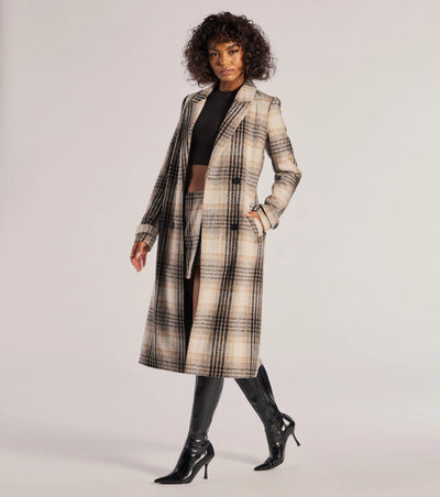 Classic Charm Plaid Trench Coat