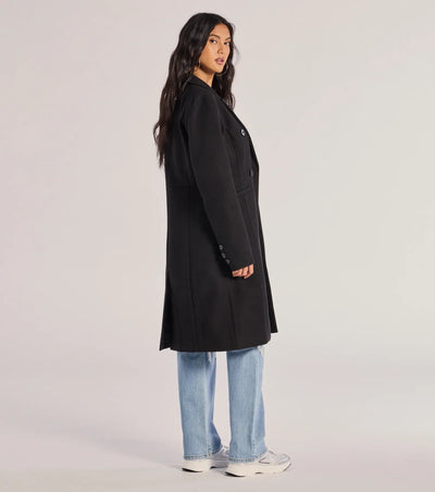 Sophisticated Layers Double-Breasted Faux Wool Trench Coat