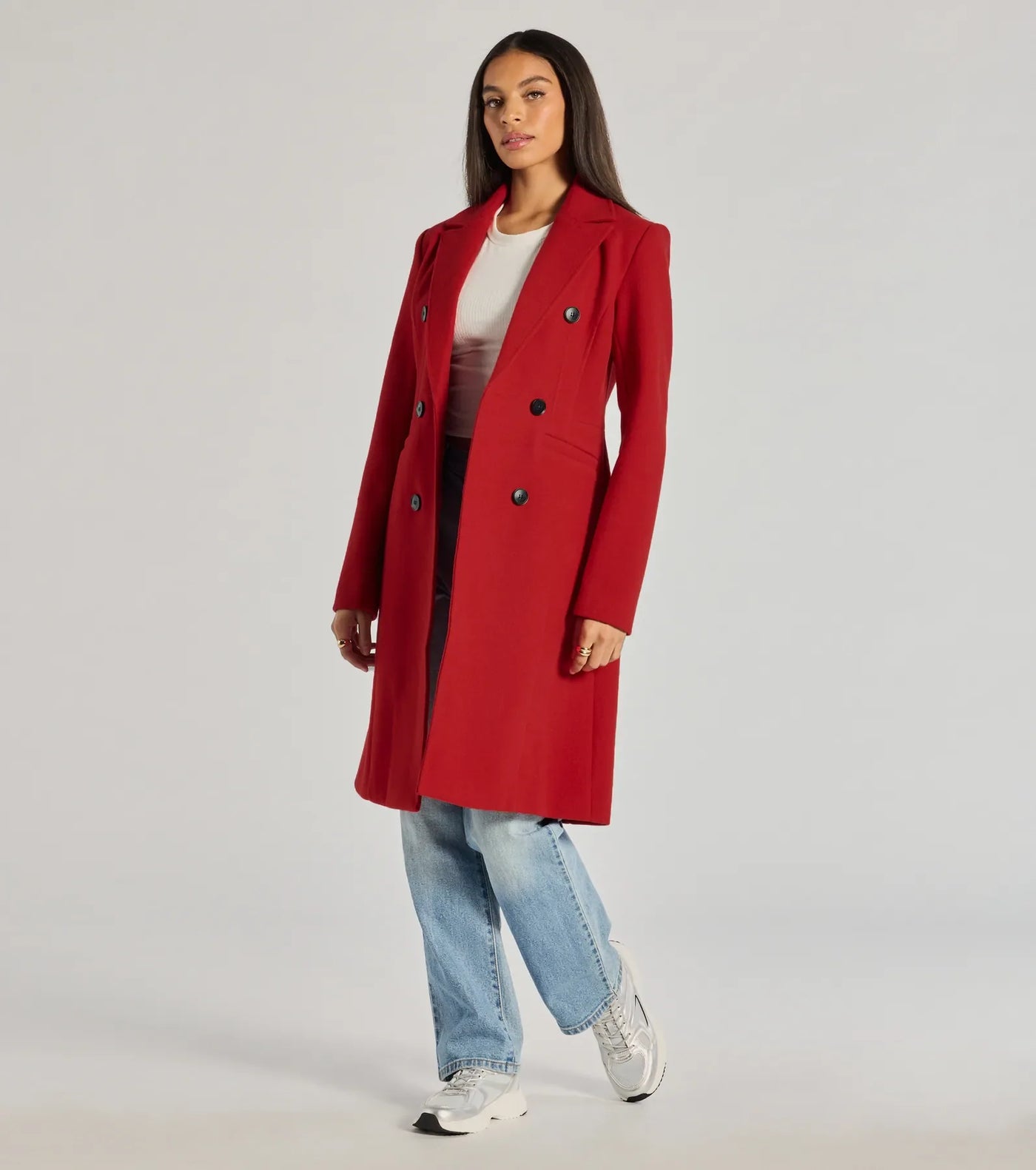 Sophisticated Layers Double-Breasted Faux Wool Trench Coat