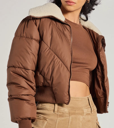 Cozy Trendsetter Sherpa Collar Puffer Jacket