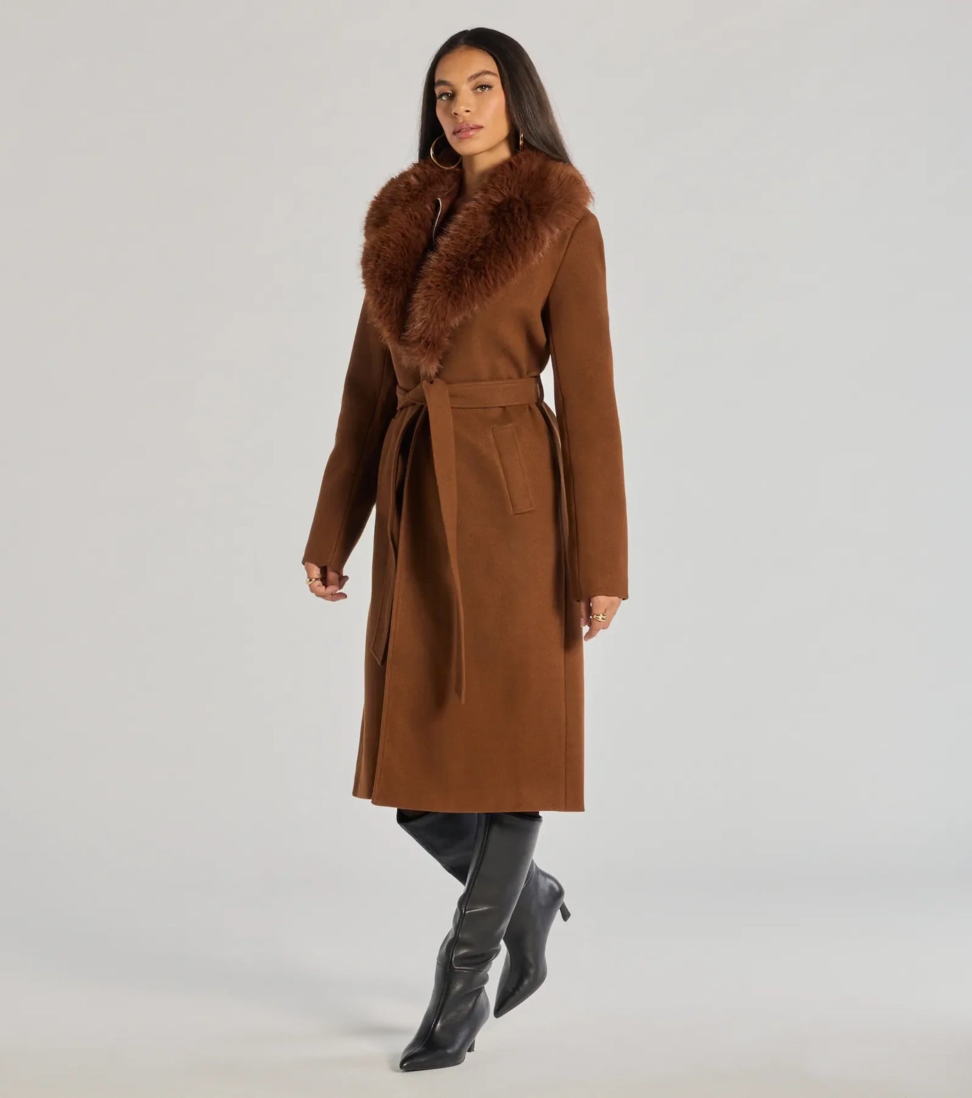 Lavish Layers Faux Wool Trench Coat