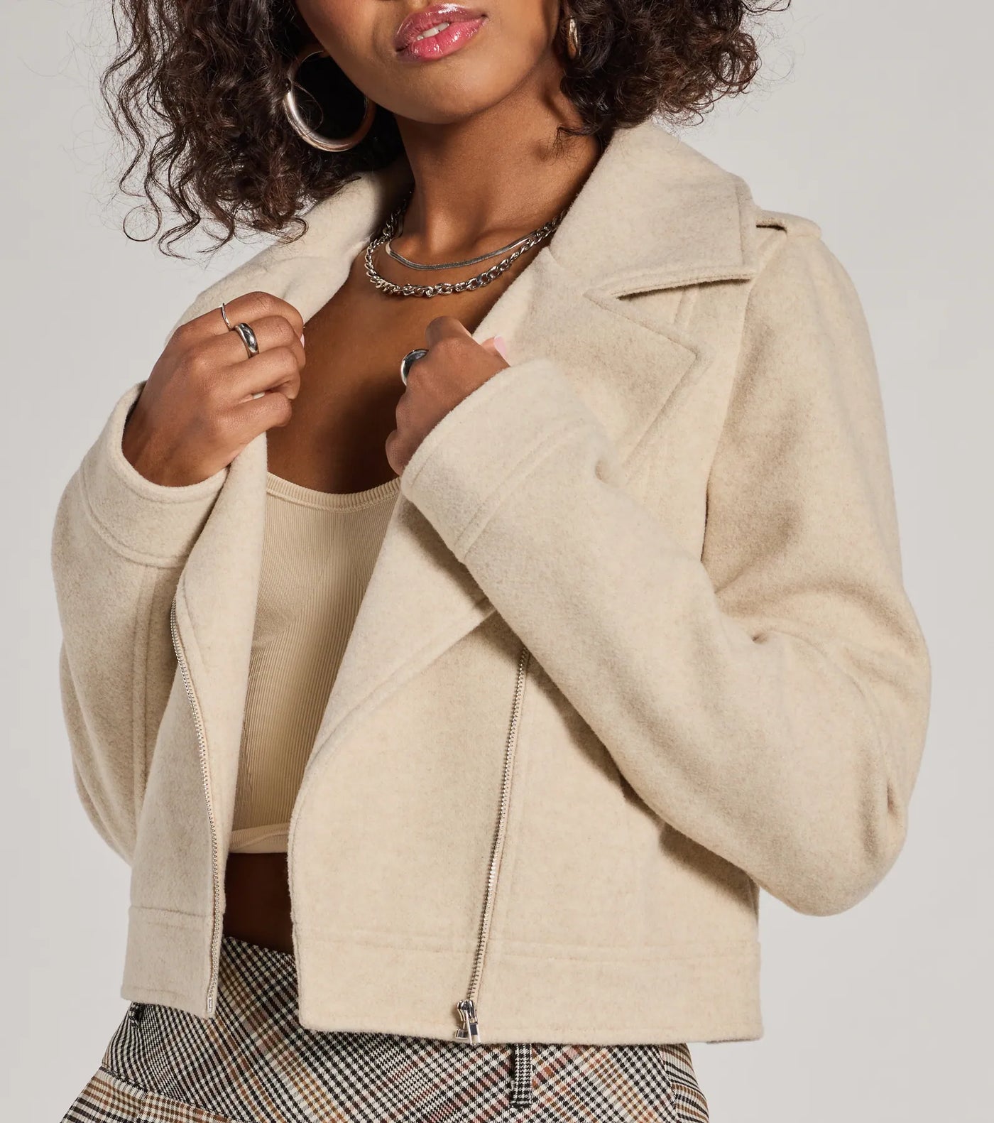 Cool Chic Vibe Faux Wool Moto Jacket