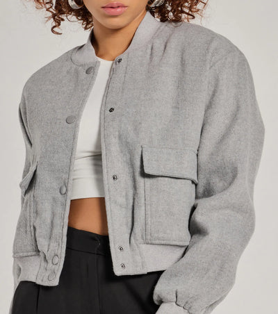 Cool Girl Energy Faux Wool Bomber Jacket