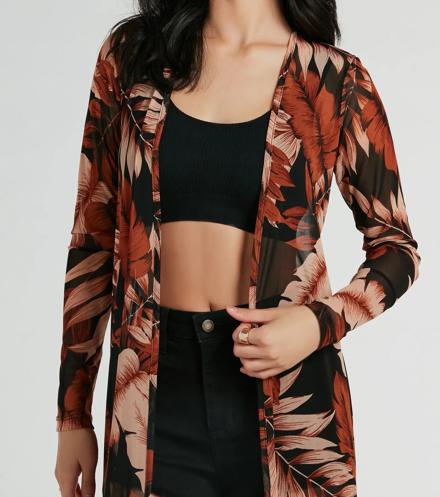 Sway With The Palm Print Mesh Duster