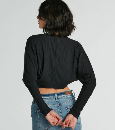 She's The Main Rib Knit Slouchy Bolero