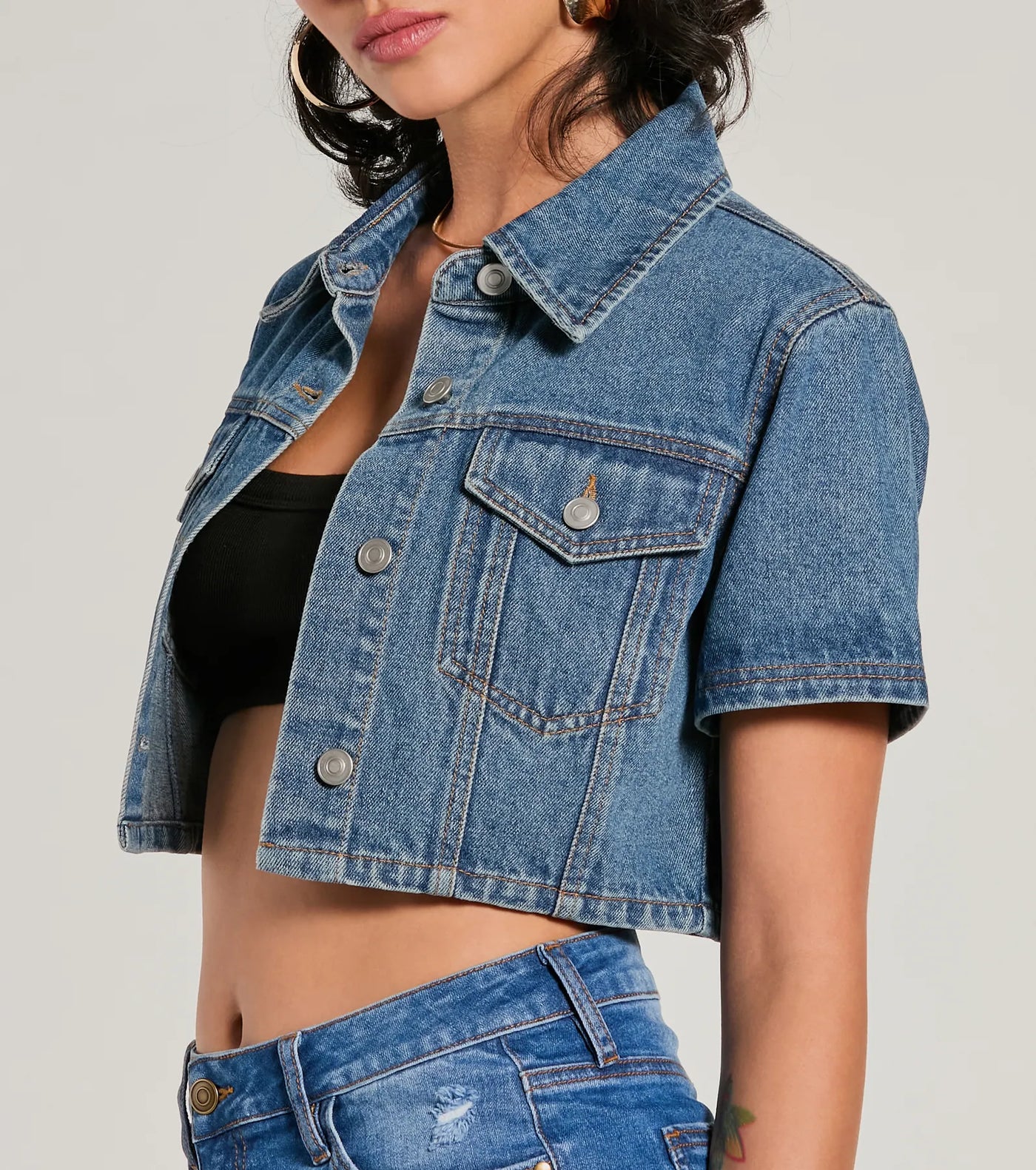 Cool Impression Short Sleeve Denim Jacket