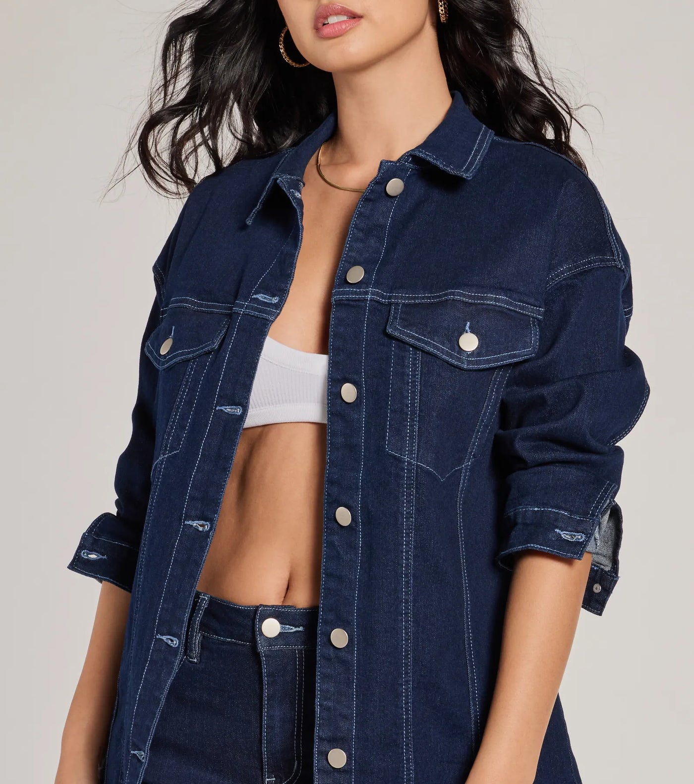 Admirable Aesthetic Oversized Long Sleeve Denim Shacket