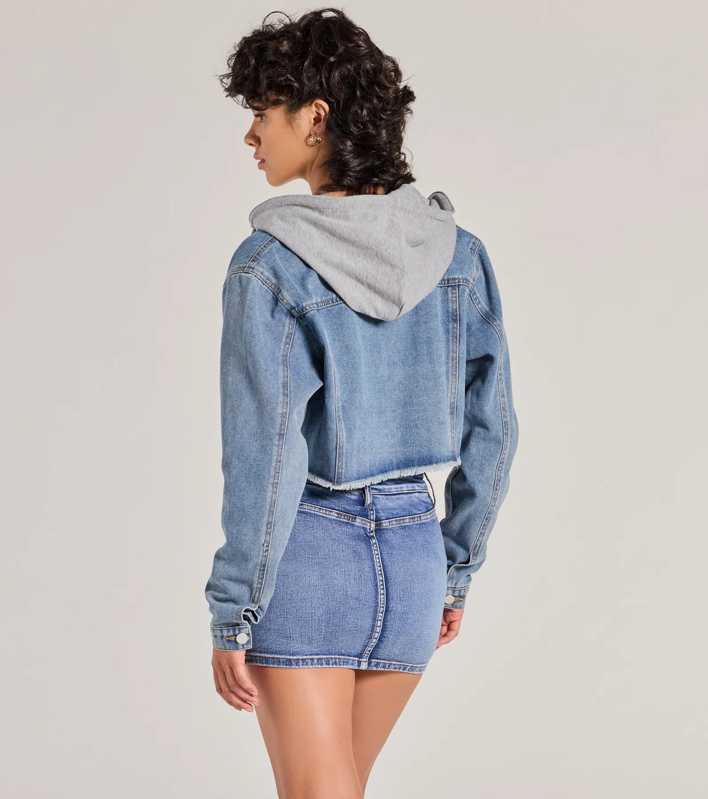 The Next Level Cropped Fleece Denim Jacket