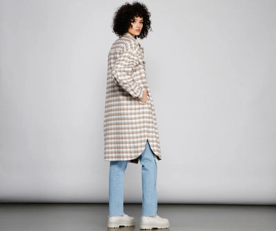 Chic Layers Long Line Plaid Shacket