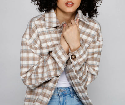 Chic Layers Long Line Plaid Shacket