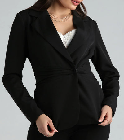 Business Classy Woven Ruched Blazer