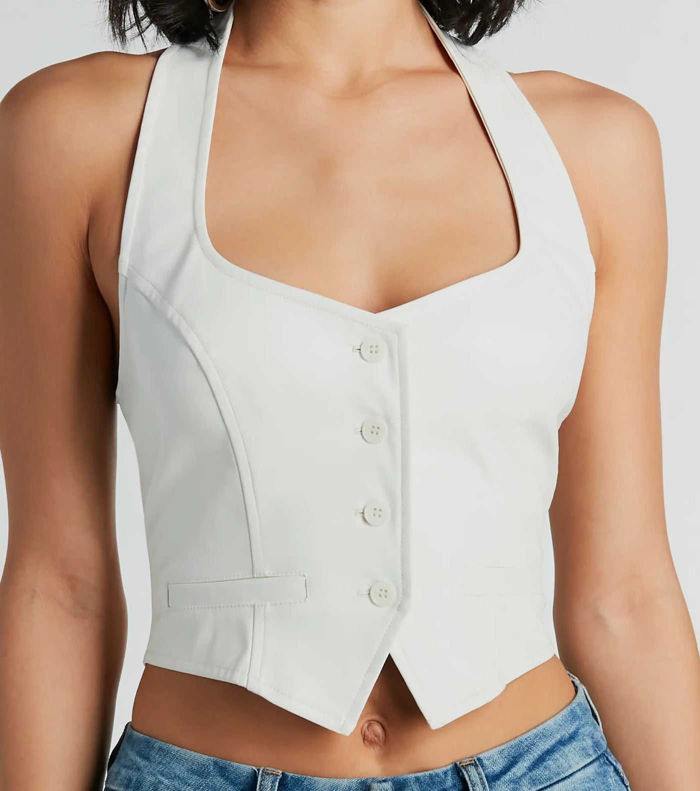 Major Slay Faux Leather Cropped Vest