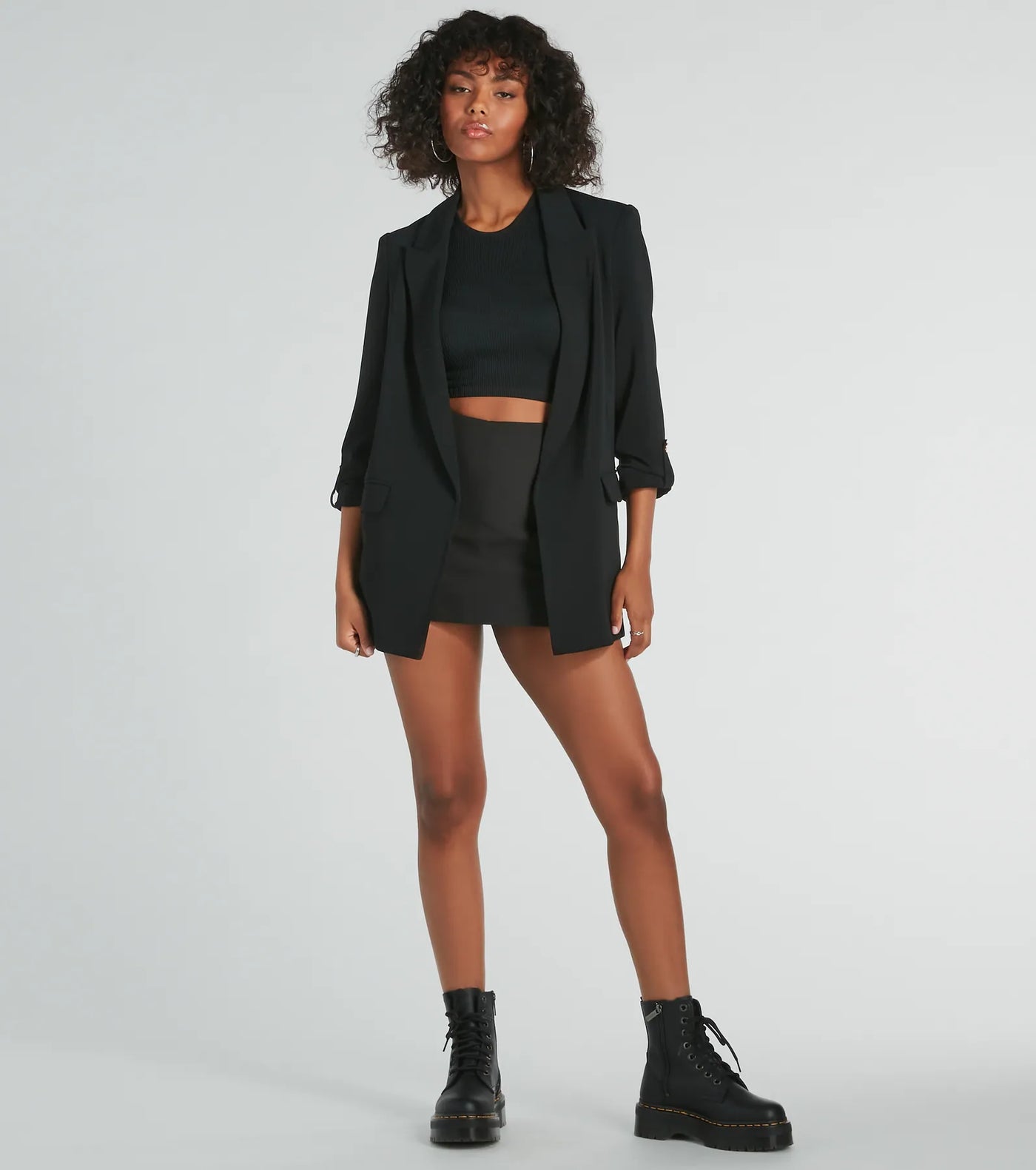 Roll Up Your Sleeves Collar Oversized Crepe Blazer