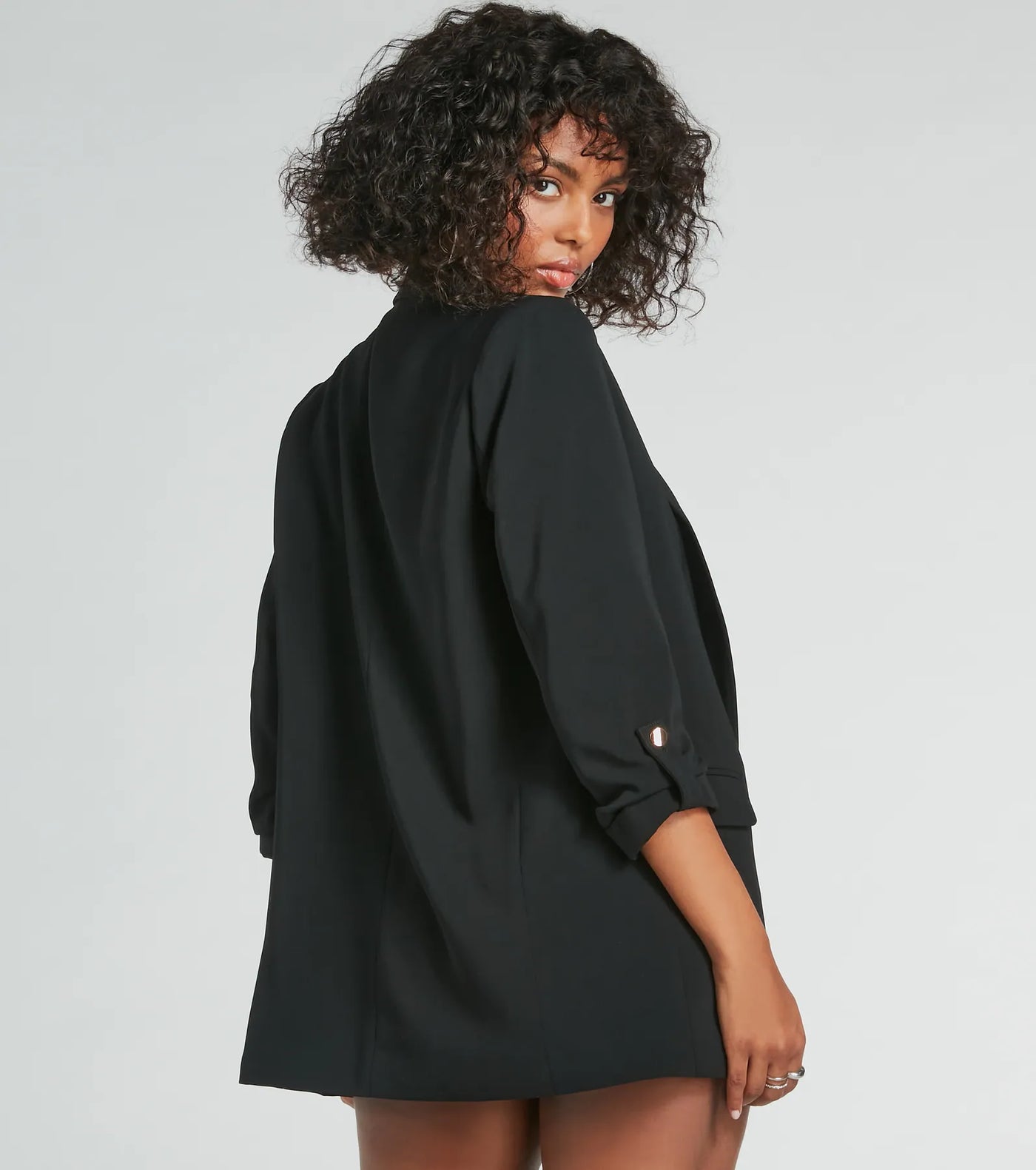 Roll Up Your Sleeves Collar Oversized Crepe Blazer